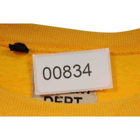 Gallery Dept. Mens French Logo Sweatshirt Medium Yellow Black Cotton Pull Over - Picture 8 of 8